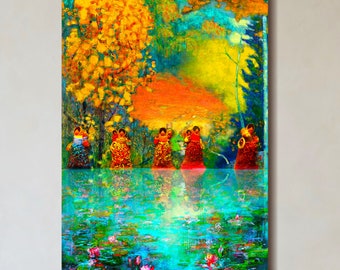 Dipinto astratto originale: arte peruviana, decorazione murale moderna (47,2x31,5 pollici)