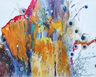 アクリル画　抽象画　abstract art 新品　大型　現代アート 大型抽象アクリル絵画：モダンウォールアート、23.6x36.2 - Etsy 日本