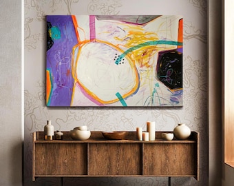 Groot abstract canvasschilderij: moderne hedendaagse muurkunst, 31,5 x 47,2 inch