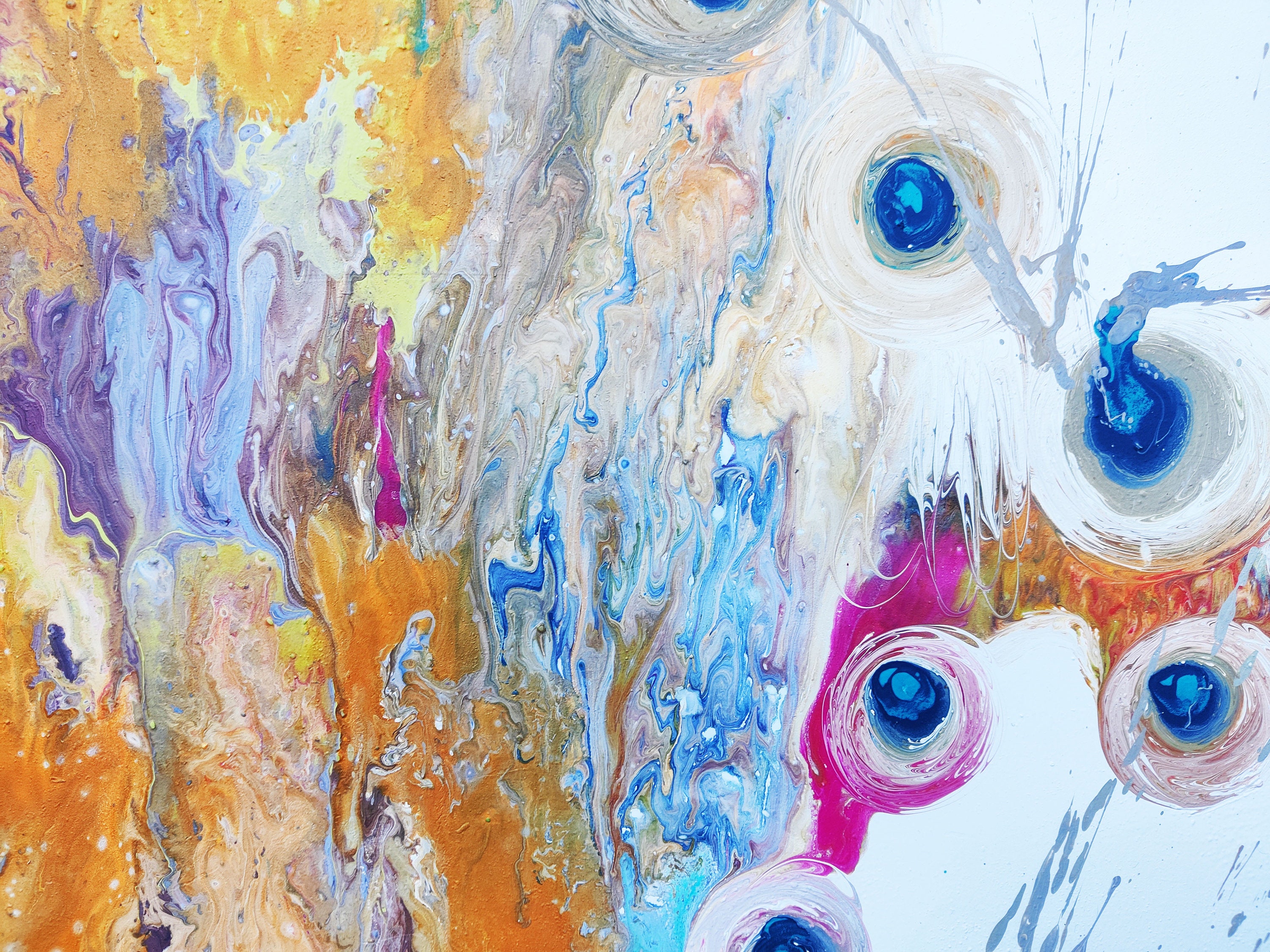 大型抽象アクリル絵画：モダンウォールアート、23.6x36.2 - Etsy 日本