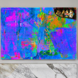 Original Abstract Painting: Contemporary Peruvian Art on Canvas (31.5x47.2in)
