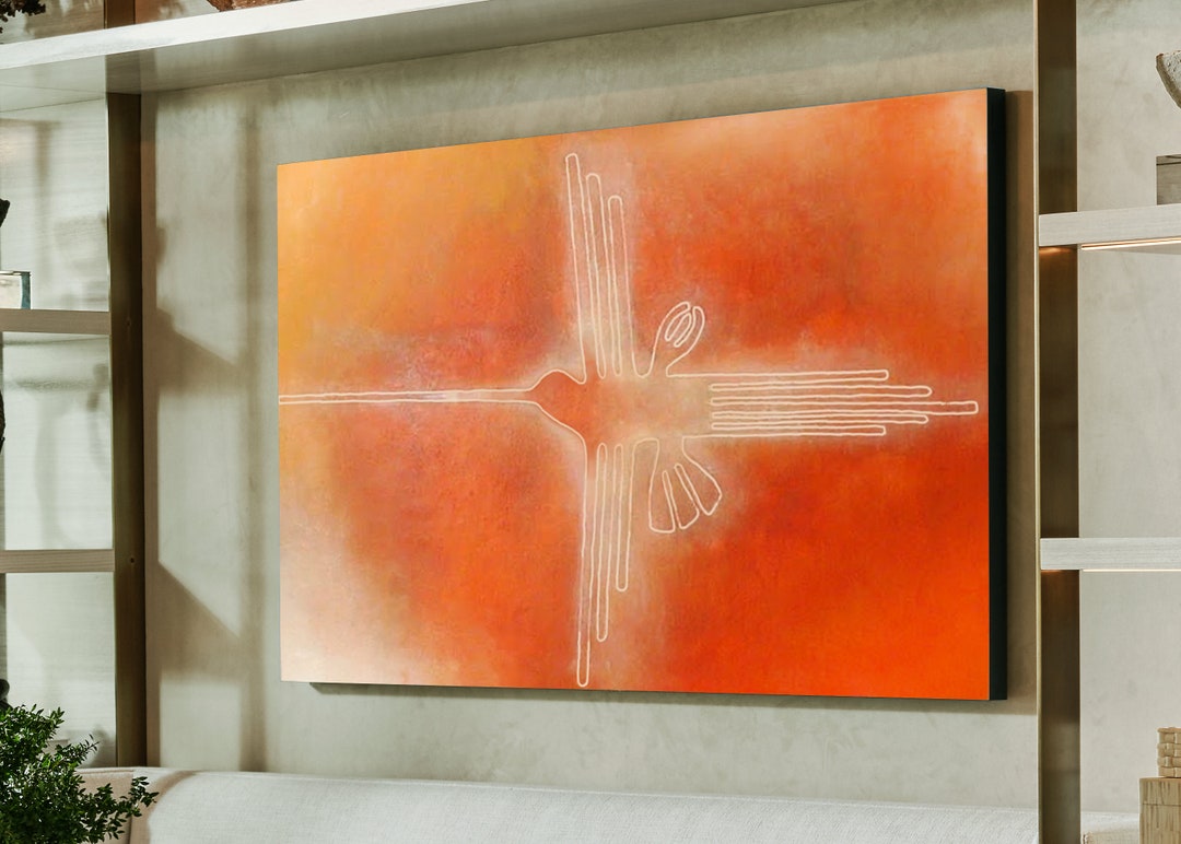 Pintura de colibrí de Nazca: arte mural abstracto moderno en siena (81 ...