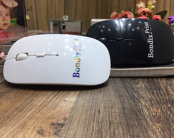 Personalised Wireless mouse 2.4 Ghz with any name photo logo text