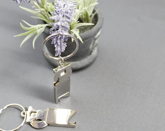 Engraved Keychain with shopping coin and bottle opener keyring gift trolley coin