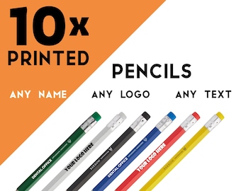 10 Printed golf pencils, Personalised wooden mini pencil with eraser on the top, Teacher Gift, any name, Save the date Christmas