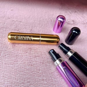 Personalised Mini Portable Spray Atomizer – 5ml Refillable Travel Perfume Bottle | Custom Engraved on One or Both Sides | Mini Spray Bottle