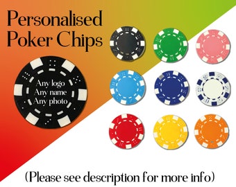 Personalised poker chip, poker token, golf ball marker, with any photo, name, logo, text, custom poker chips