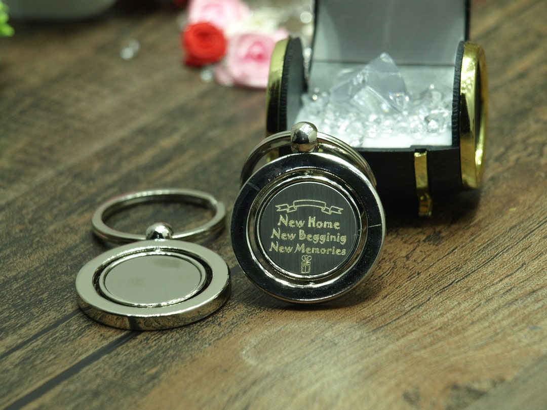 Personalised Spinning Round Shape Keyring With Any Logo Name Text Many ...