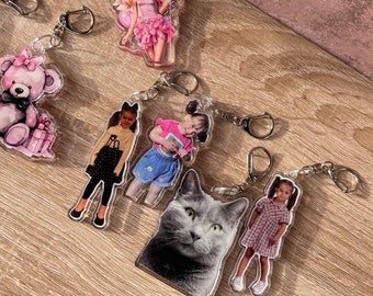 Custom shape photo keyring, Double sided photo, photo cut to Shape, one of a kind keyring, bespoke made to order, Custom Silhouette Keyring