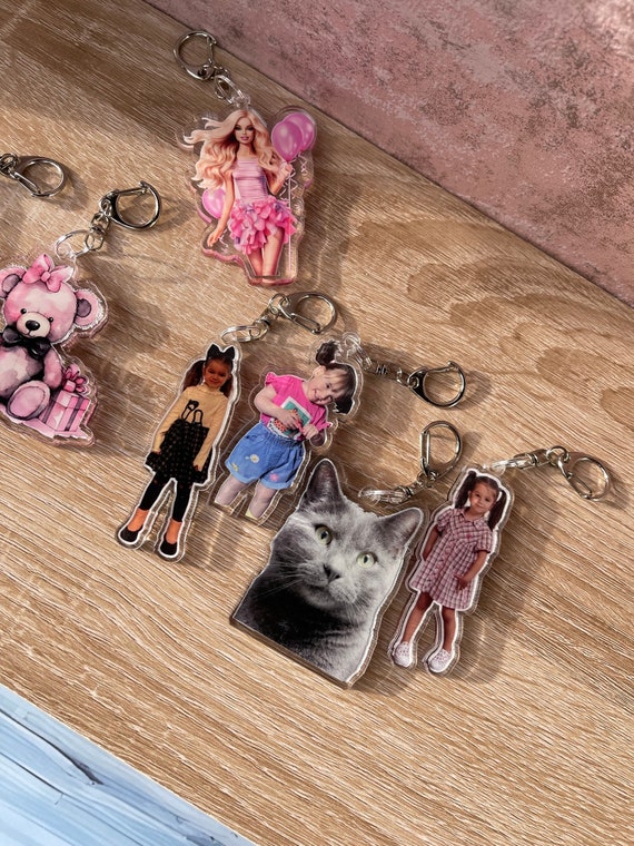 Custom shape photo keyring, Double sided photo, photo cut to Shape, one of a kind keyring, bespoke made to order, Custom Silhouette Keyring