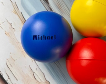 Personalised engraved round stress toy 70mm, Engraved Anti-Stress Ball, Squishy Stress Ball, custom Squishy Toy, personalised with your name
