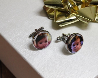 Any Photo or Picture Round Cufflinks Personalised Photo Cufflinks