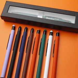 Personalised slim metal pen soft touch printed with any logo text name