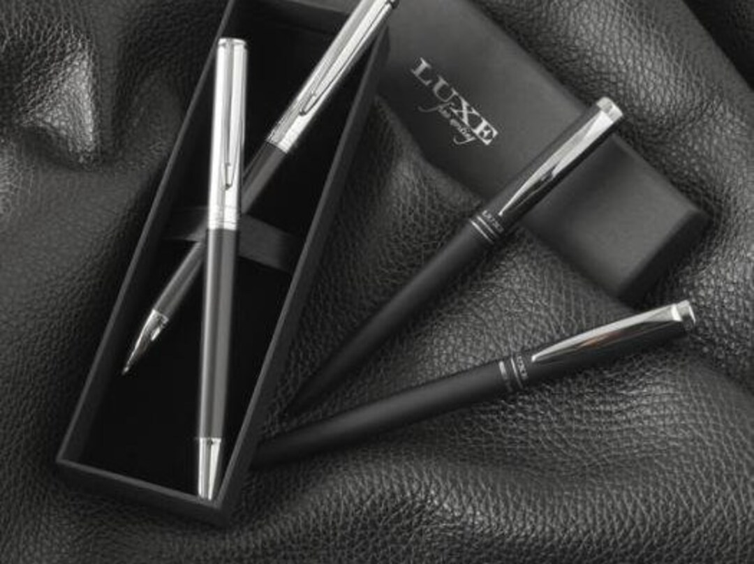 Bespoke Ballpoint Pen and Rollerball Pen Set, Premium Personalised Gift ...