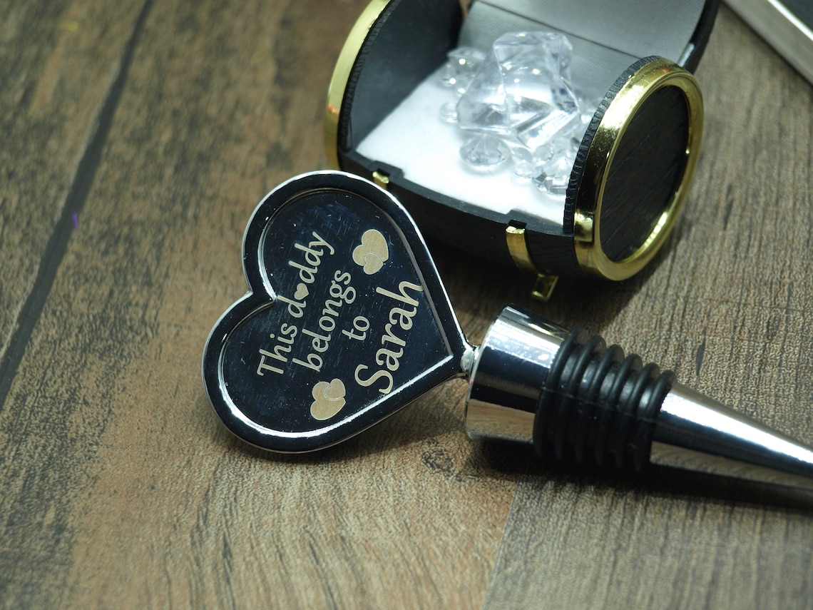 Personalised Heart shape bottle stopper engraved with any logo Etsy