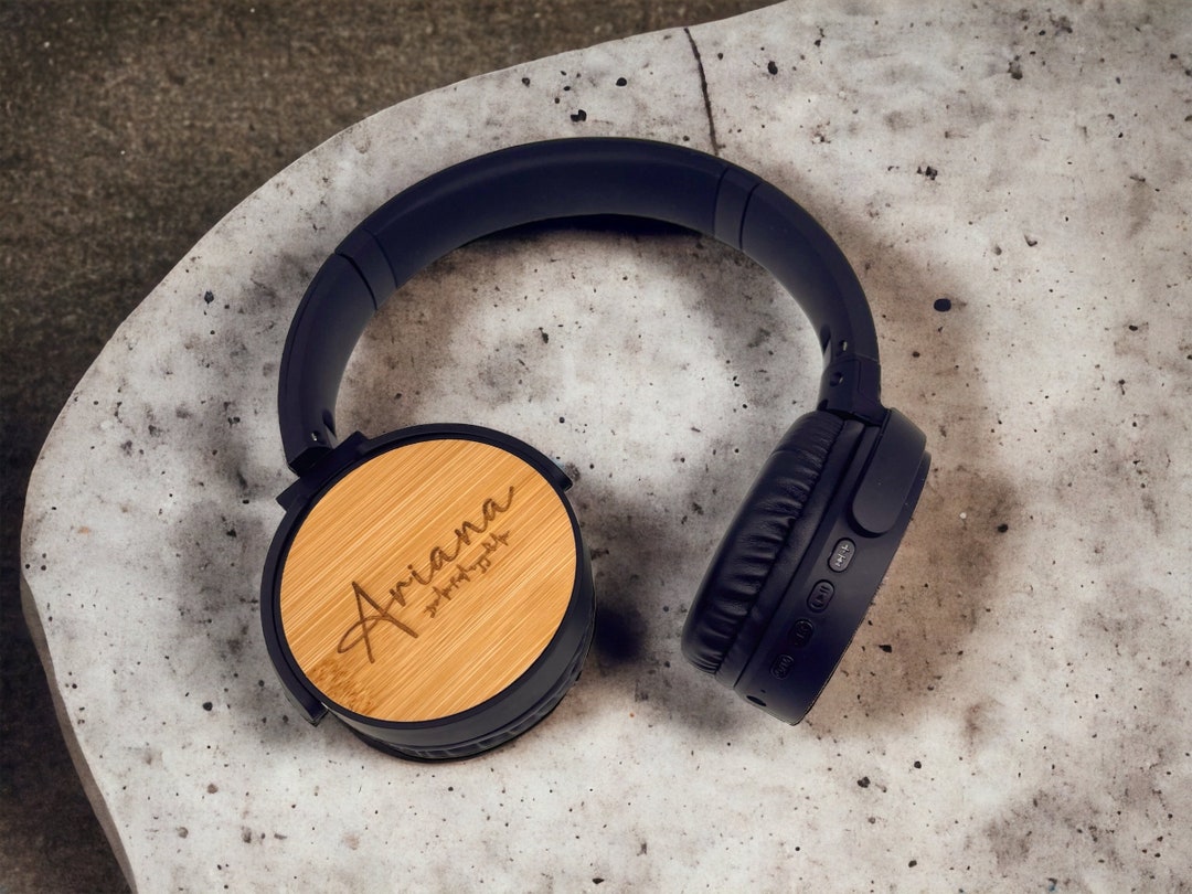 Personalised Folding Bluetooth Headphones Personalised,engraved Bamboo ...