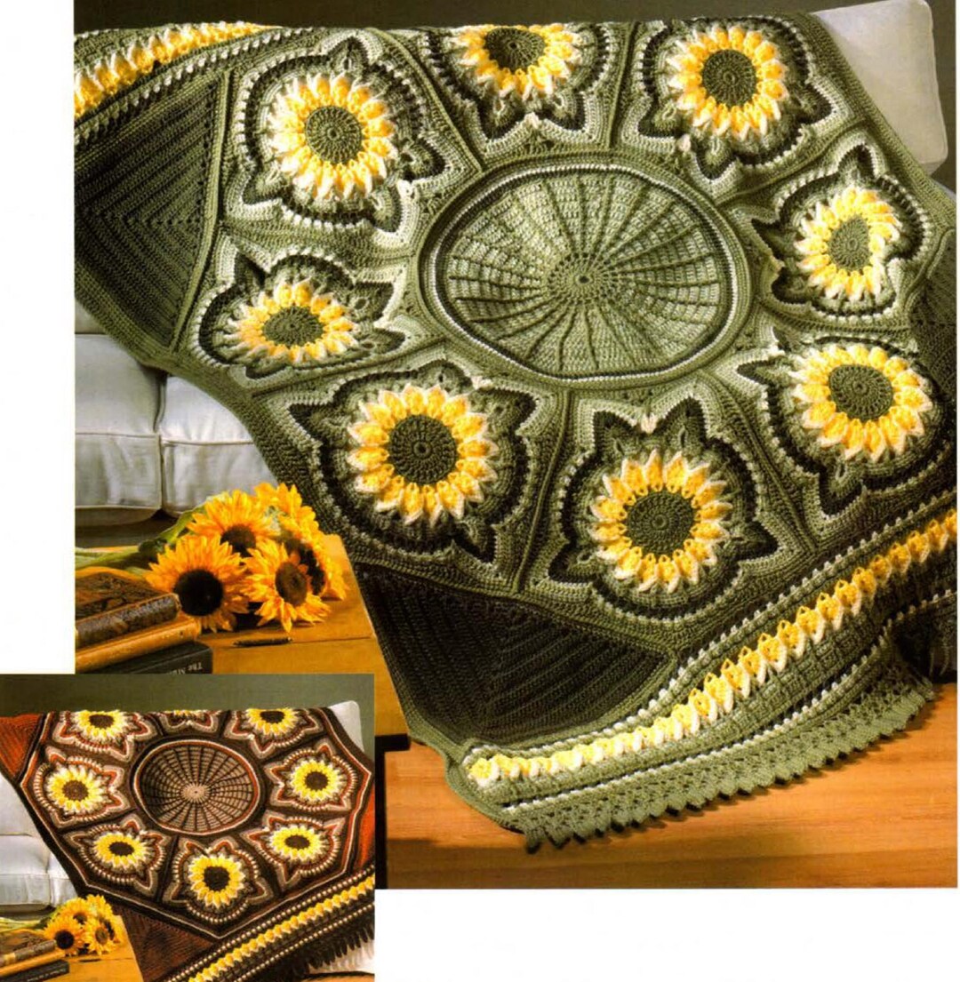 Crochet Blanket Sunflower Afghan Crochet Pattern Graph Floral crochet-blanket-sunflower-afghan-crochet-pattern-graph-floral