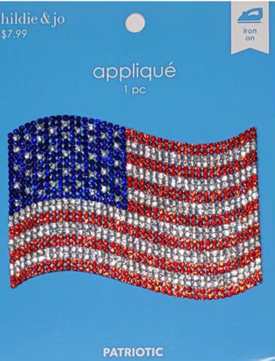 American Flag Rhinestone Iron on Patch, Flag Appliqué,iron on Patriot ...