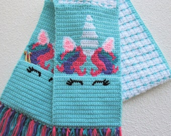 Adorable Unicorn Scarf Pattern,Scarf Pattern, Child Scarf, Unicorn