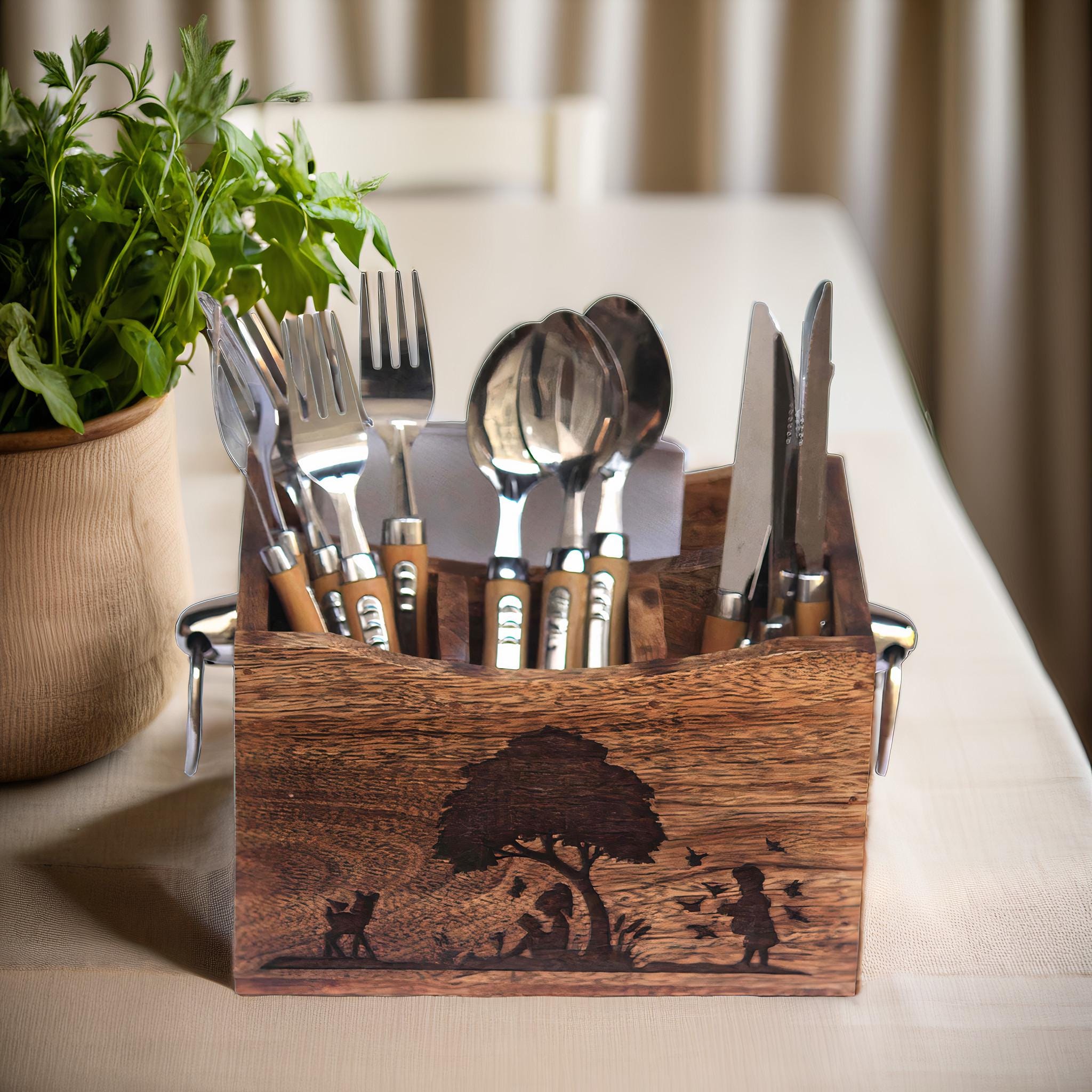 木製のカトラリーボックス - Etsy 日本