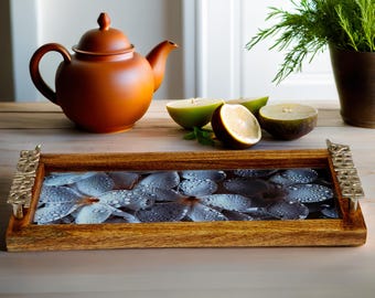 Wood Serving Tray with Handles: Modern Ottoman Tray