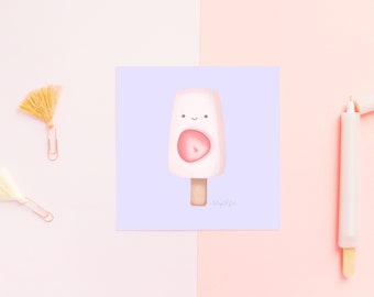 Paleta de Fresas con Crema 5x5" Cute Square Art Print. Wall Art Room Decor for Home, Studio, Office, Bedroom, Kids Room, Nursery & More!