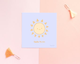 Goldie the Sun 5x5" Cute Illustration Art Print. Wall Art Room Decor for Home, Studio, Office, Bedroom, Kids Room, Nursery & More!