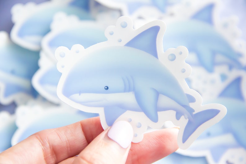 Cute Shark Sticker, Finneas the Shark Ocean Sticker image 2