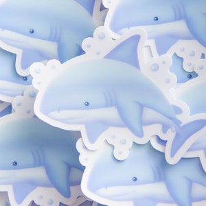 Cute Shark Sticker, Finneas the Shark Ocean Sticker image 1