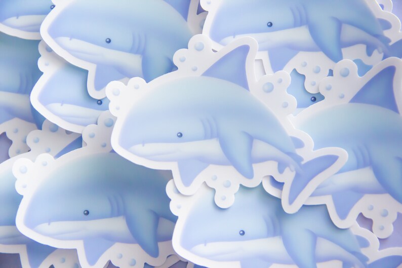 Cute Shark Sticker, Finneas the Shark Ocean Sticker image 1