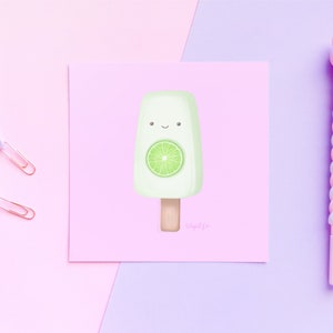 Paleta de Limón 5x5&quot; Cute Illustration Square Art Print. Wall Art Room Decor for Home, Studio, Office, Bedroom, Kids Room, Nursery & More!