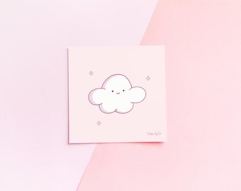 Poofie the Cloud 5x5" Square Cute Art Print