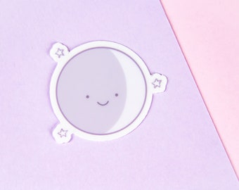 Lunie the Moon Sticker, Clear Matte Sticker