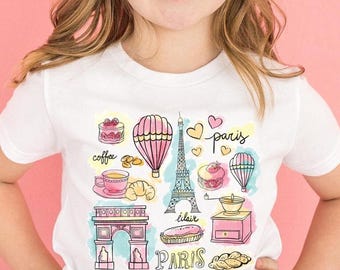 Paris Shirt Youth Toddler Kids, Eiffel Tower Tee, Europe Travel Trip Clothing, Girl Boy Paris Tee, Paris Tees, Paris Skyline, Je Taime Baby
