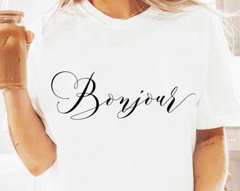 Bonjour Shirt Paris Tshirt Eiffel Tower T-Shirt Travel To France Tee Gift For Paris Lover Parisian Top French Kid Youth Tee Comfort Colors®