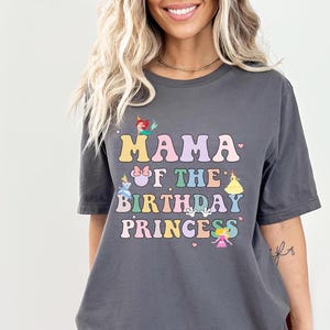 Mama of Birthday Princess Crew Shirt, Magical Happiest Place Cute Mouse Girl Tee, Custom Best BDAY Mom Gift, Pastel Squad Party Bella Canvas