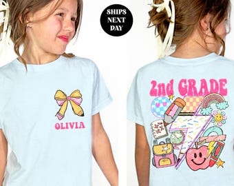 Second Grade Shirt Custom Back To School T-Shirt 2nd Grade T-Shirt Second Grader Tee Elementary First Day of School Gift for Daughter