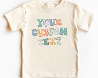 Custom Text Kids Shirt, Personalized Sweatshirt, Baby Toddler Youth Soft Boy Girl Gift for Son Daughter Niece Nephew Grandson Granddaughter