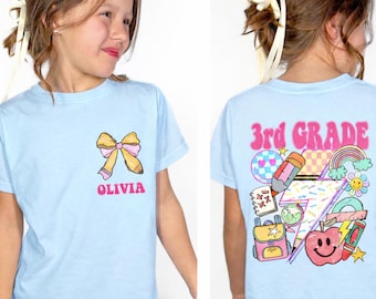 Third Grade Shirt Custom Back To School T-Shirt 3rd Grade T-Shirt Third  Grader Tee Elementary First Day of School Gift for Daughter