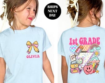 Camiseta de primer grado Camiseta personalizada para la vuelta al cole Camiseta de primer grado Camiseta para niña de primer grado Regalo para el primer día de clase de primaria para hija