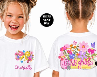 Camiseta de primer grado personalizada para la vuelta al cole Camiseta de primer grado Coquette Camiseta de primer grado personalizada Regalo con lazo para el primer día de clase Comfort Colors®