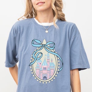 Magical Castle Blue Coquette Shirt, Happiest Place Cute Mouse Ear Kingdom Tee, Family Vacation Trip Girl Mama Gift, Pastel Comfort Colors®