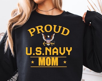 Personalized Proud U.S. Navy Mom Sweatshirt, Military Mother Shirt, Patriotic Navy Family Gift