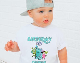 Birthday Boy Monster Shirt, Custom Party Tee, Personalized Son Grandson Nephew Family T-Shirt Outfit Cute Bday Toddler Kid Youth Gift