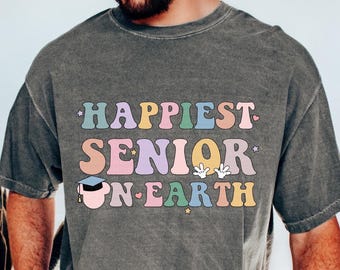 Happiest Senior on Earth Shirt, Mouse Graduate Sweatshirt, Magical Trip Graduation Gift, Retro Grad Class of 2025 Vacation Comfort Colors®