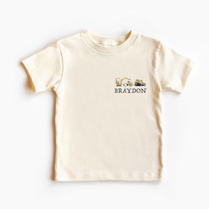 Personalized Construction Shirt, Equipment Sweatshirt, Name Truck Gift for Kid, Dump Truck Boy Bodysuit, Toddler Sweatshirt from Mom Aunt