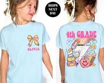 Fourth Grade Shirt Custom Back To School T-Shirt 4th Grade T-Shirt Fourth Grader Tee Elementary First Day of School Gift for Daughter