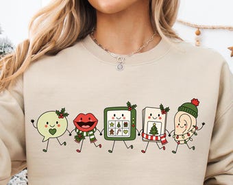 Christmas SLP Sweatshirt Doodle Speech Therapy  Shirt Holiday Christmas Speech Pathologist Tee Merry Speech Pathology Gift for SLP 2026