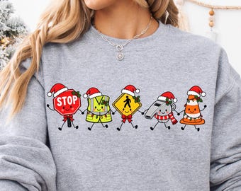 Crossing Guard Christmas Sweatshirt Doodle School Safety Shirt Holiday Gift for Crossing Guard Merry School Staff Tee School Worker Top