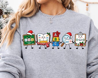 Dsylexia Teacher Christmas Sweatshirt Doodle Dyslexia Specialist Shirt SPED Teacher Gift Educator T-Shirt Dyslexia Therapist Holiday Tee
